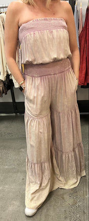 Pink Mineral Washed Ruffle Jumpsuit