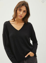 Soft V Neck Sweater With Ribbed Hem- Available in 3 Colors!