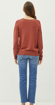 Soft V Neck Sweater With Ribbed Hem- Available in 3 Colors!