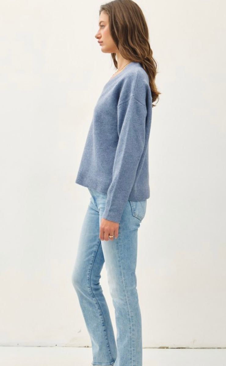 Boxy Cut Oversize V Neck Sweater- Available in 2 Colors!