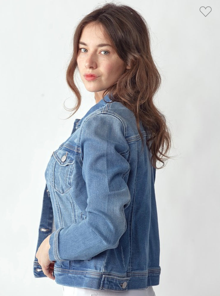 Soft Vintage Med Washed Denim Jacket - Available in Dark Wash too