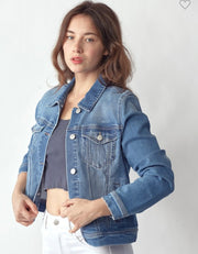 Soft Vintage Med Washed Denim Jacket - Available in Dark Wash too