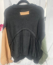 Color Block Mock Neck Pullover Sweater