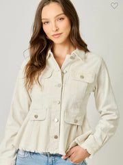 Vintage Ivory Courduroy Peplum Jacket