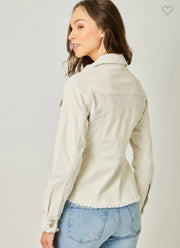 Vintage Ivory Courduroy Peplum Jacket