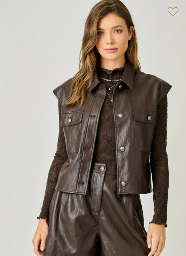 Dark Chocolate Faux Leather Vest