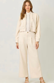 Ivory Suede Trouser- Matching Bomber Jacket Available