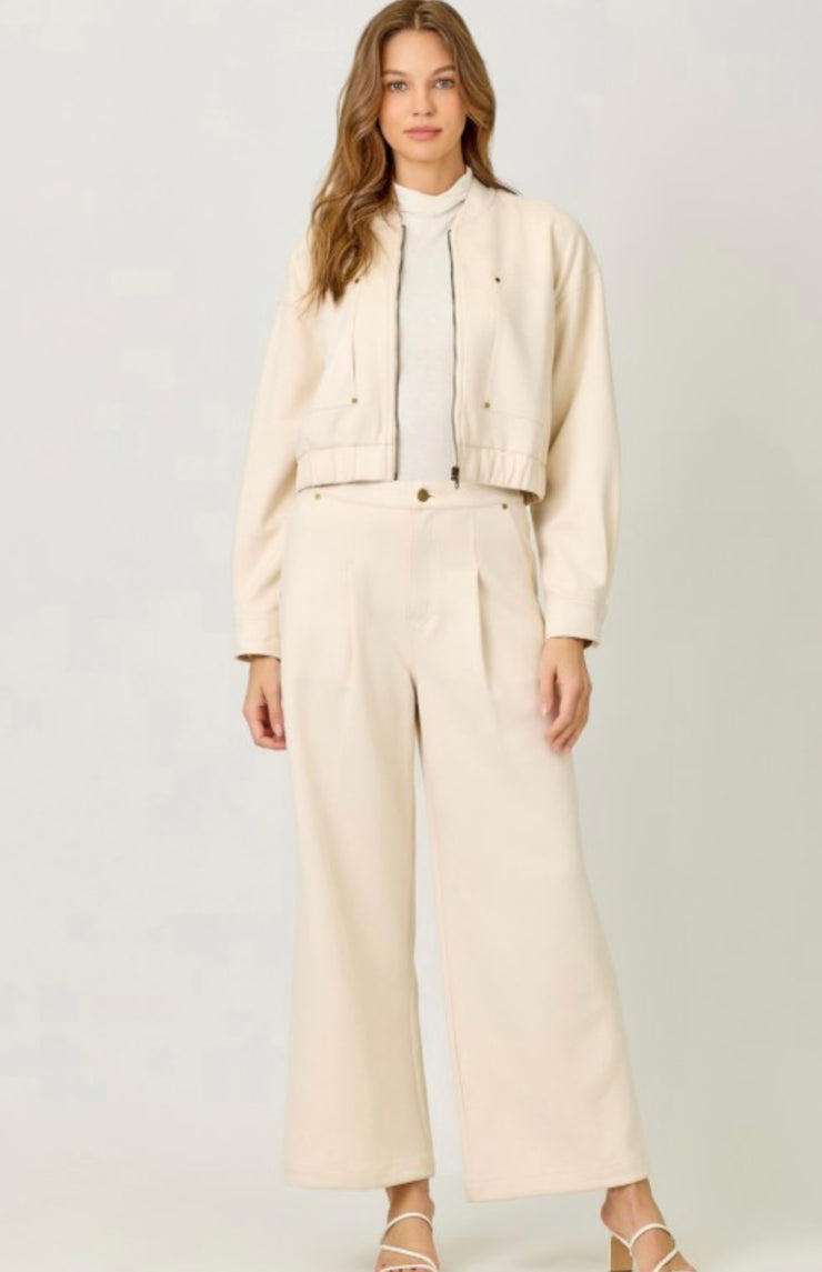 Ivory Suede Trouser- Matching Bomber Jacket Available