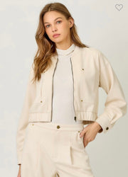 Ivory Suede Bomber Jacket- Matching Trouser Available
