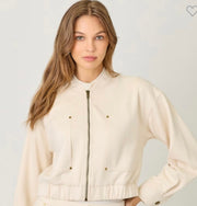 Ivory Suede Bomber Jacket- Matching Trouser Available