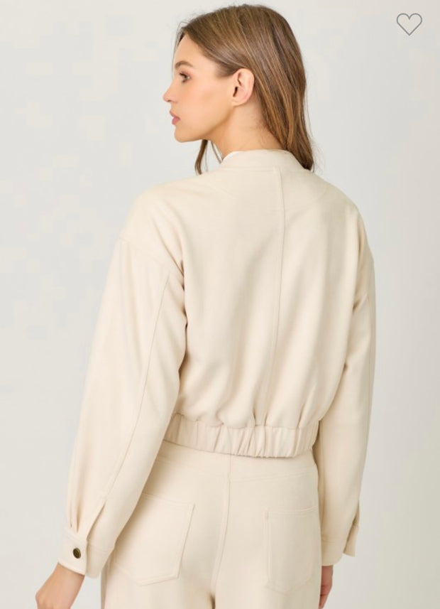 Ivory Suede Bomber Jacket- Matching Trouser Available