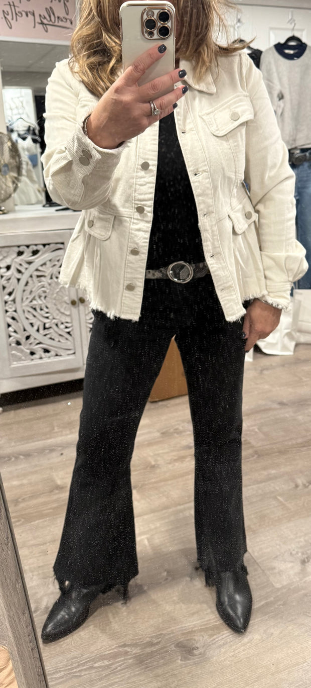 Vintage Ivory Courduroy Peplum Jacket