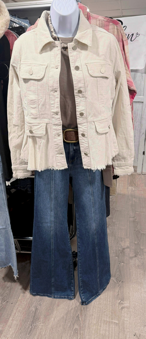 Vintage Ivory Courduroy Peplum Jacket