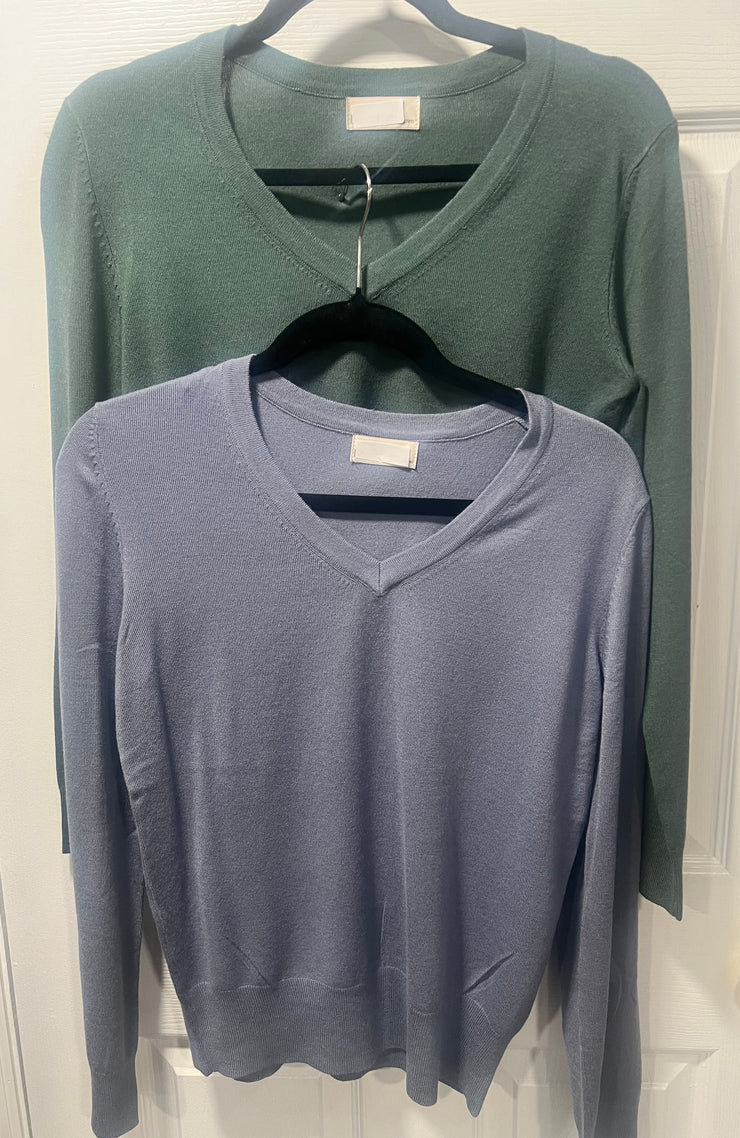 Classic V Neck Knit Sweater- Available in 2 Colors!