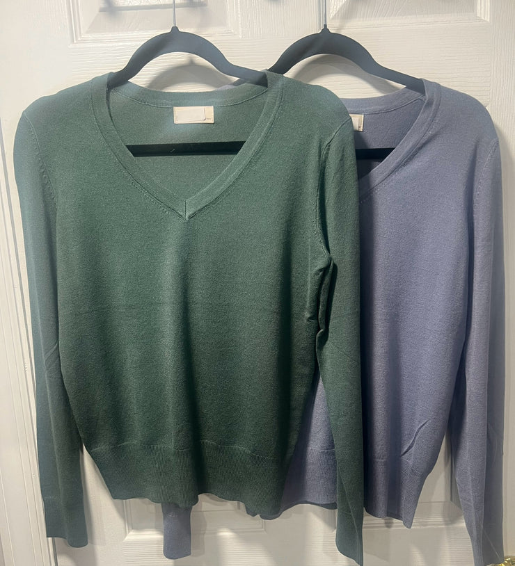 Classic V Neck Knit Sweater- Available in 2 Colors!