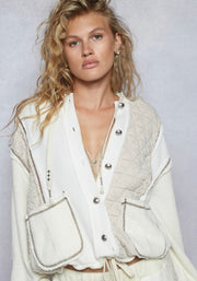 Cream/Beige Quilted Jacket With Hoodie- Also Available in Charcoal/Black