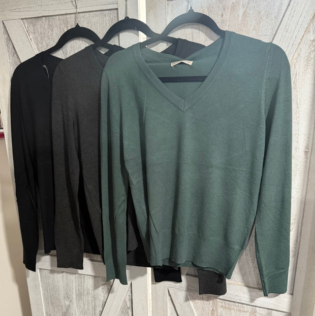 Classic V Neck Knit Sweater- Available in 3 Colors!