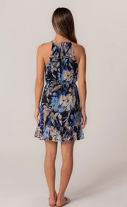 Navy Floral Spaghetti Strap Surplice Dress