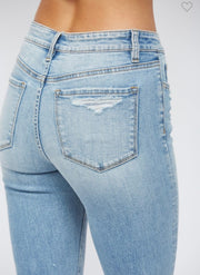 Mid Rise Flare Jeans With Hem Detail