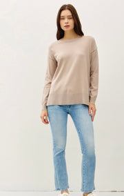 Taupe Lightweight Relaxed Basic Sweater