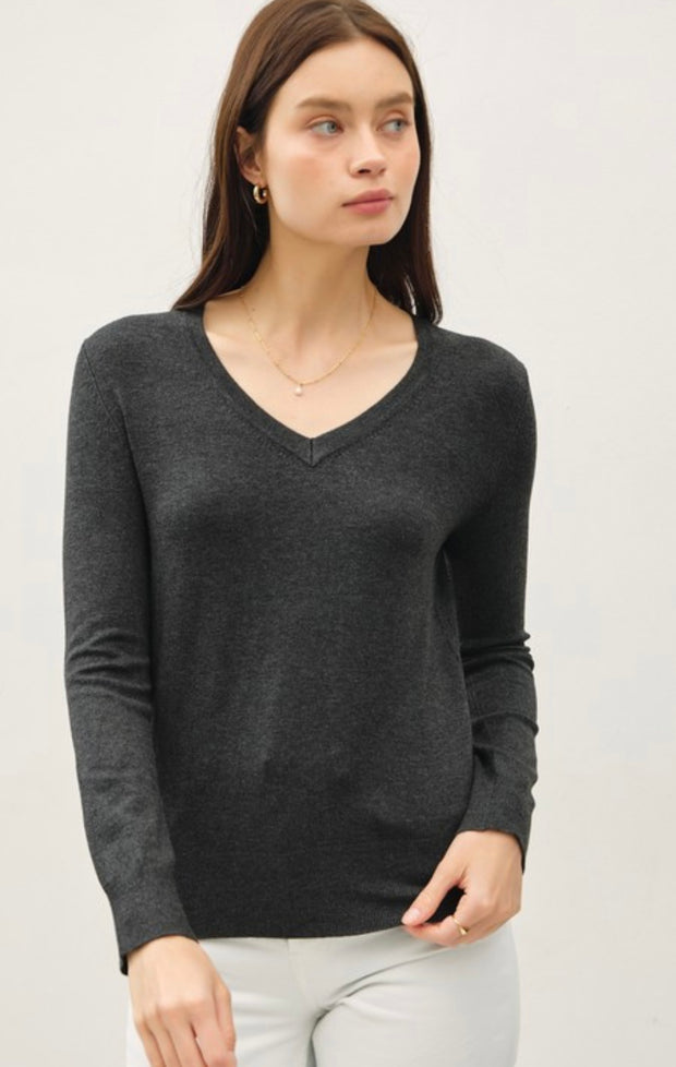 Classic V Neck Knit Sweater- Available in 3 Colors!
