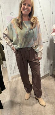 Italian Gauze Cotton Pants- Available in Chocolate and Military Green