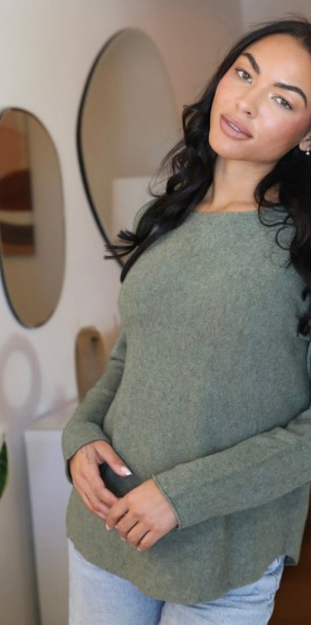 Solid Pullover Sweater- Available in Camel & Olive