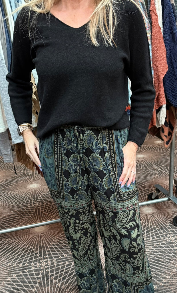 Black V Neck Pullover Sweater