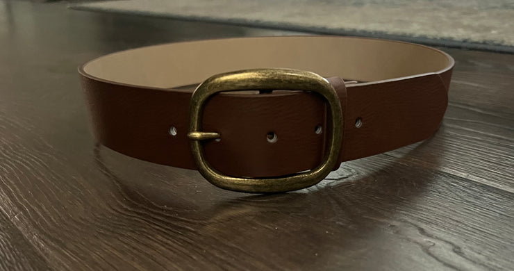 Brown Single Brass Buckle Belt