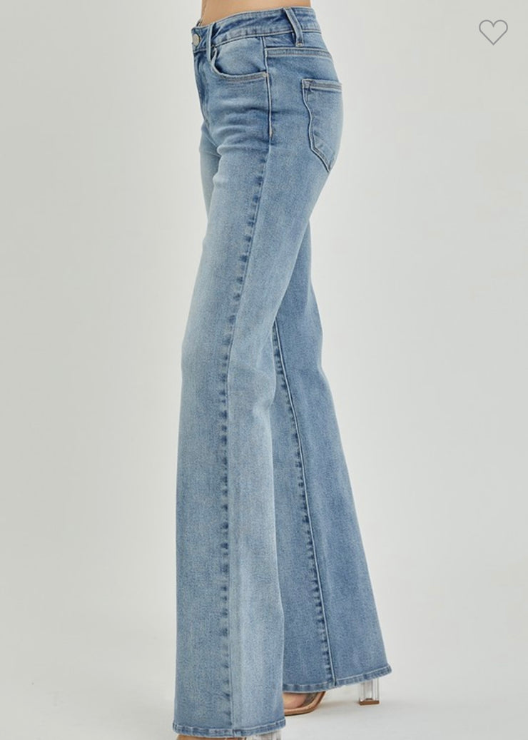 Mid Rise Long Straight Jeans- no rips or distressing