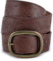 Brown Embossed Leather Belt