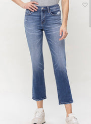 Mid Rise Straight, Cropped Length Jeans