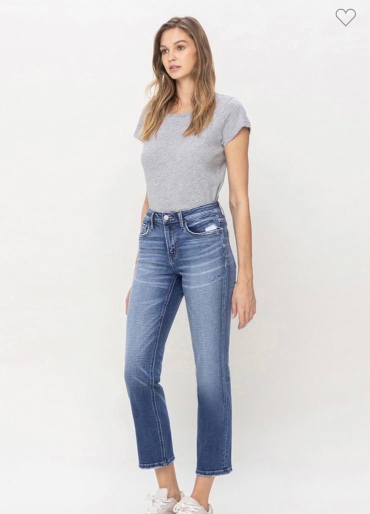 Mid Rise Straight, Cropped Length Jeans