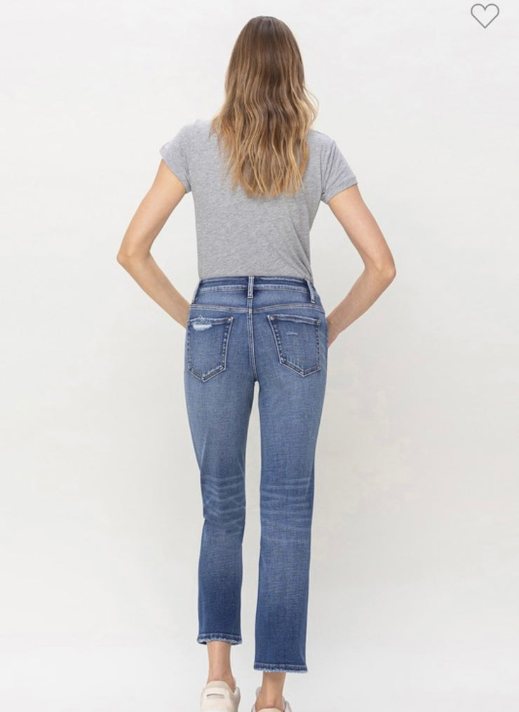 Mid Rise Straight, Cropped Length Jeans