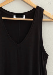 V Neck Relaxed Tank Top- Available in Cobalt Blue & Black