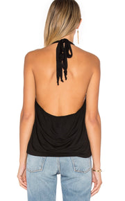 Black Halter Top With Open Back