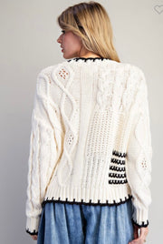 Ivory Knit Patchwork Sweater