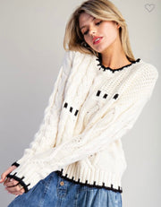 Ivory Knit Patchwork Sweater