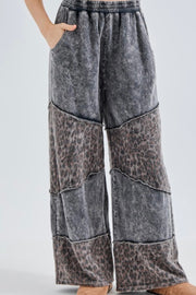 Ashed Black Mineral Washed Leopard Detail Pant- Matching Top Available