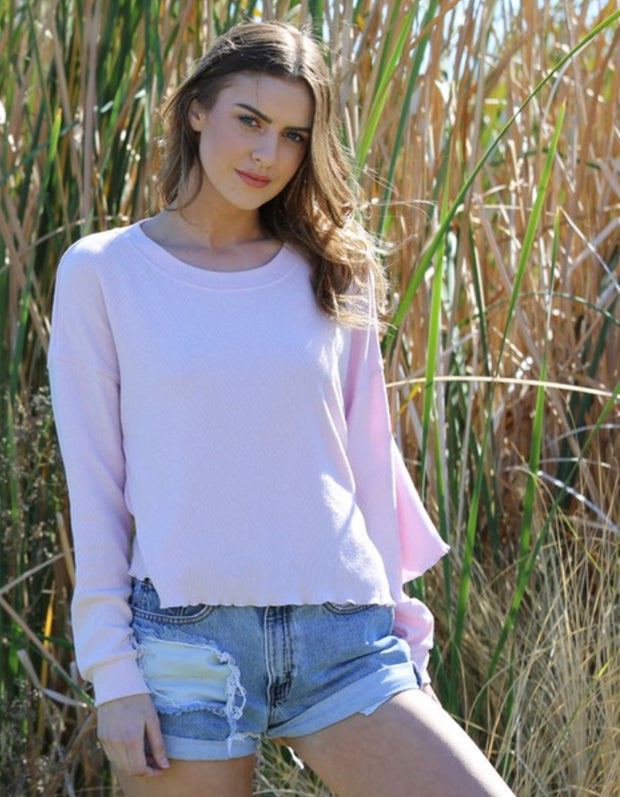 Baby Mauve Brushed Rib Top