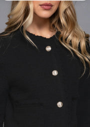 Button Down Tweed Jacket- Available in Black & Off White