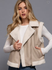 Faux Leather Inner Fur Vest- Available in Black and Sand Taupe