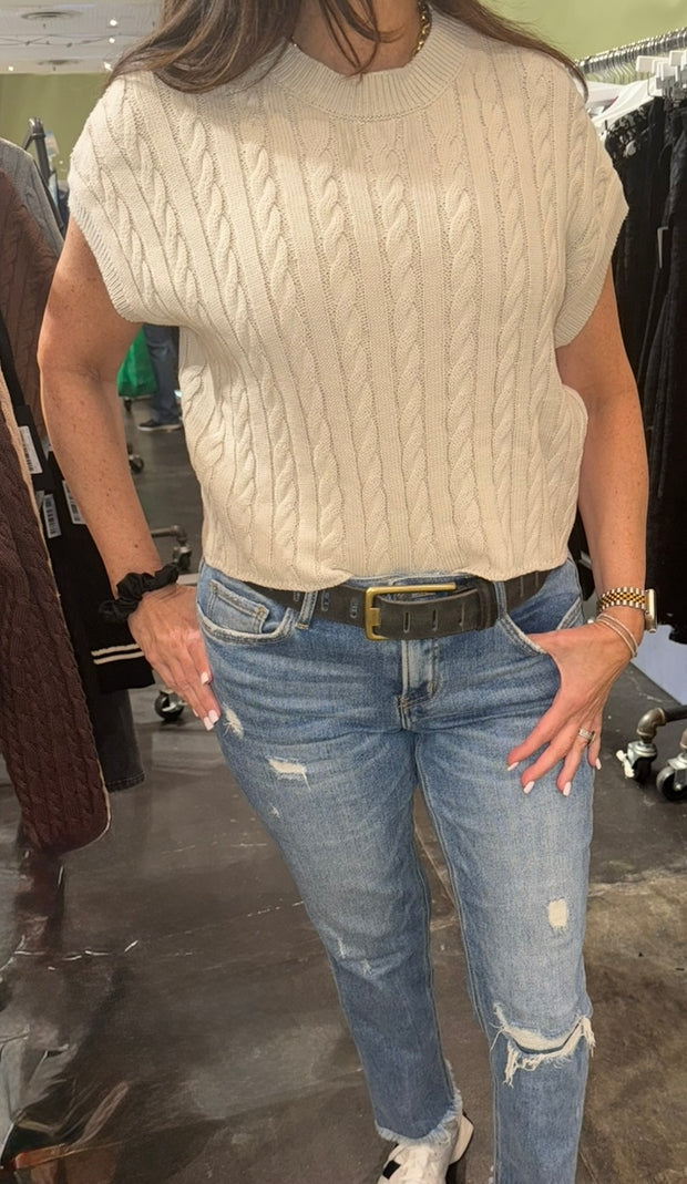 Oatmeal Cable Sweater Vest