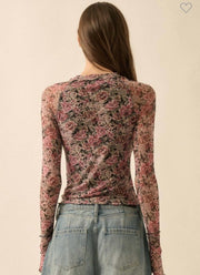 Black Floral Print Top