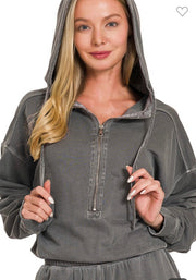 Mineral Washed French Terry Jumpsuit- Available in Charcoal & Brown