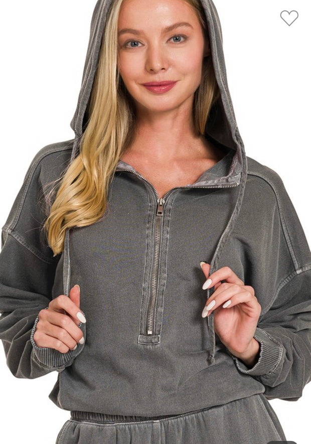 Mineral Washed French Terry Jumpsuit- Available in Charcoal & Brown