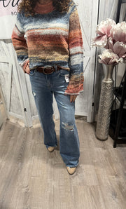 Multi Color Mock Neck Sweater