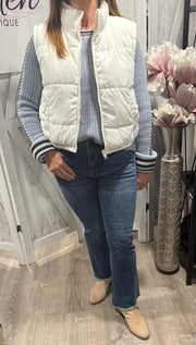 3 Colors-Reversible Fur Padding Vest- Available in Black.White & Sage Green