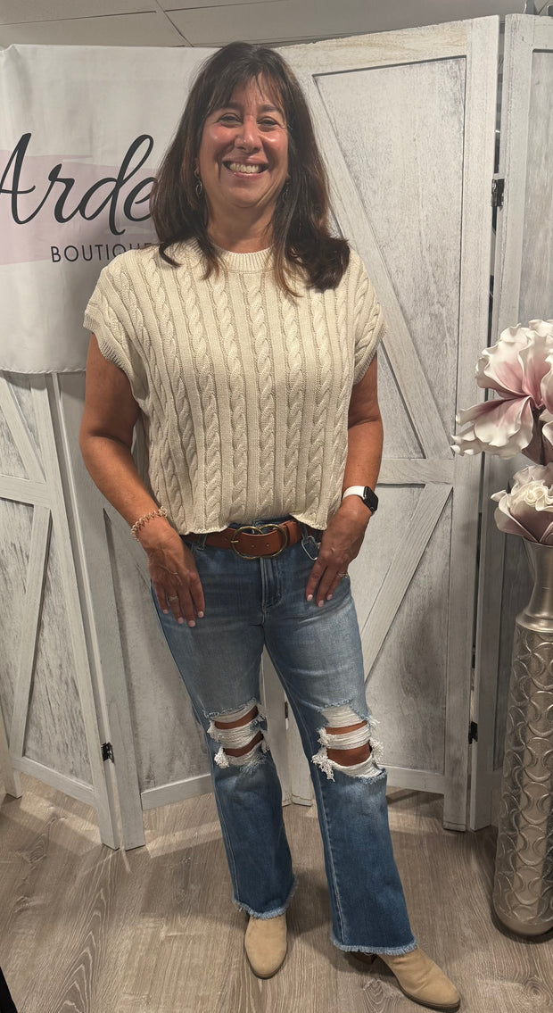 Oatmeal Cable Sweater Vest