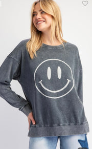 Smoke Smile Face Mineral Washed Sweatshirt